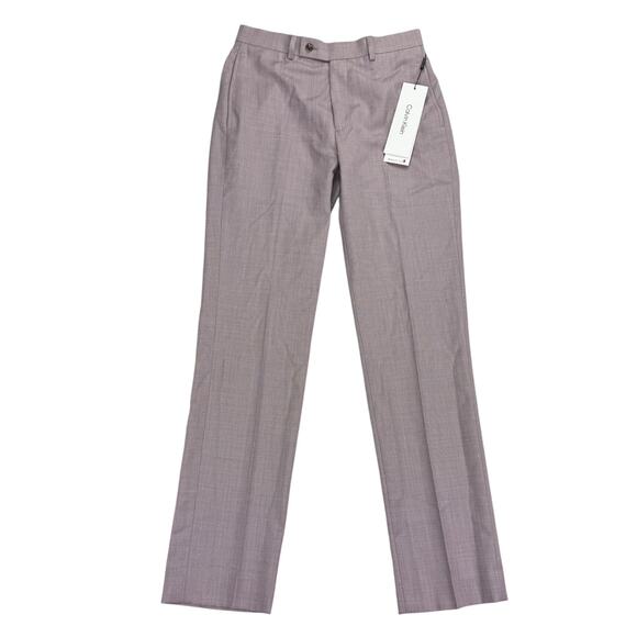 Calvin Klein Mens X Slim Fit Wool Blend Stretch Sharkskin Suit Pants Pink 30x32 - Picture 1 of 4
